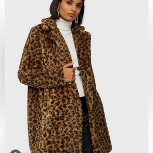 Noisy May Teddy Boucle Leopard Coat